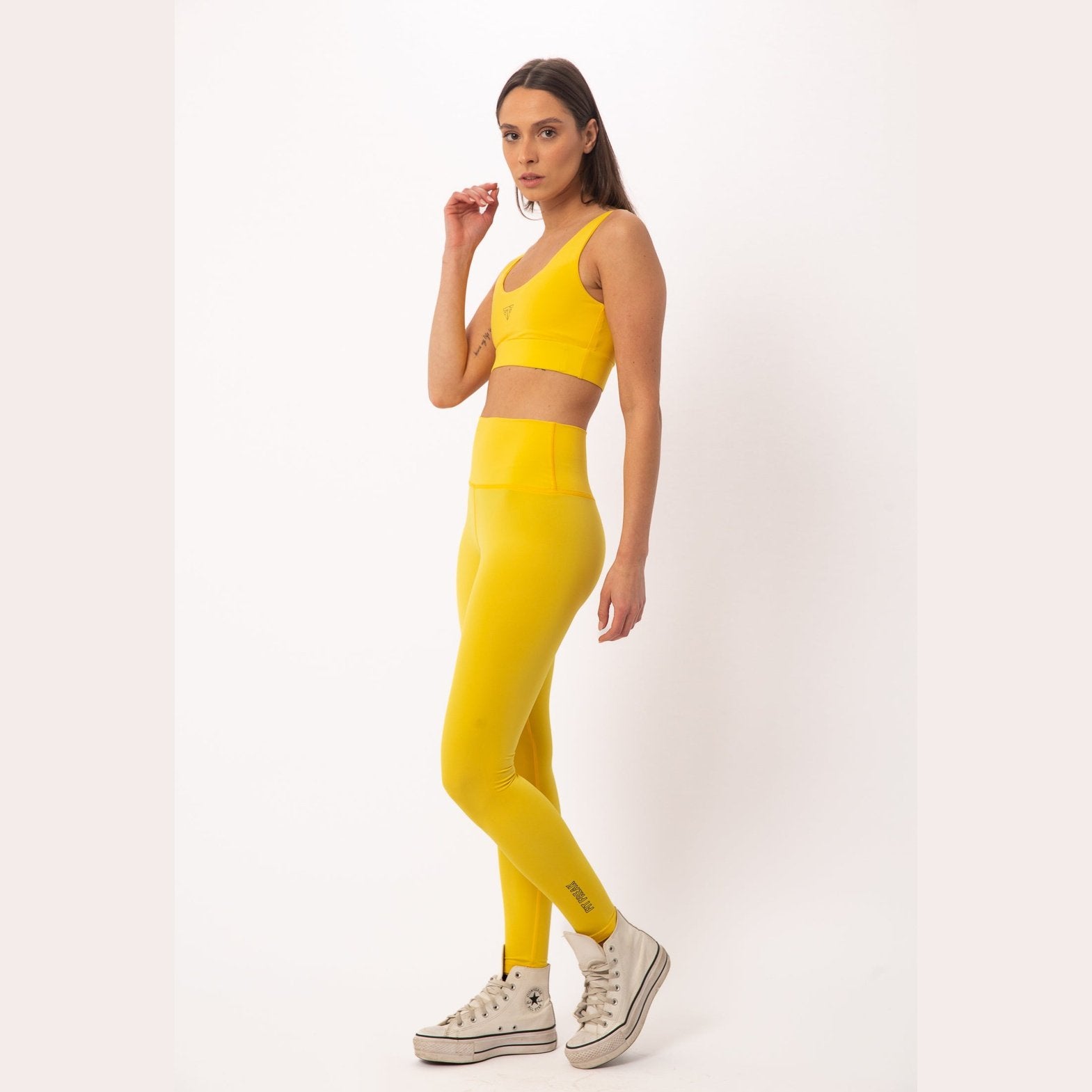 Mango Yellow Nylon Basic Leggings - Sporty Pro