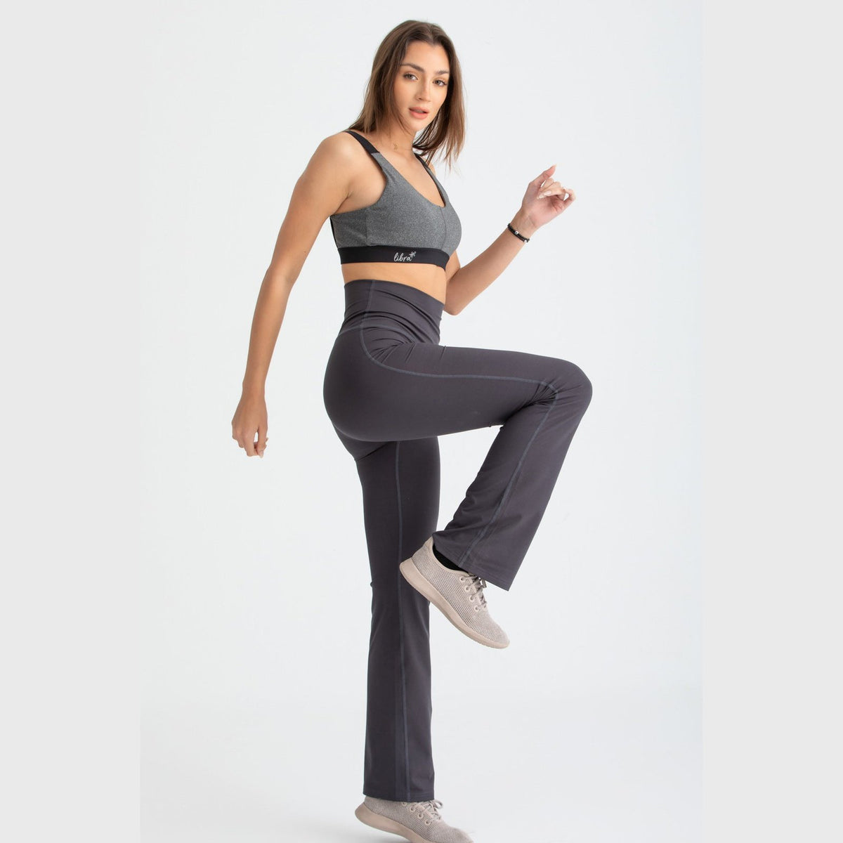 Charcoal Flared Leggings - Sporty Pro