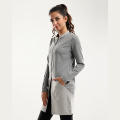 Black Sleeves Slip On Heather Grey Bi-Tone Long Sweatshirt - Sporty Pro