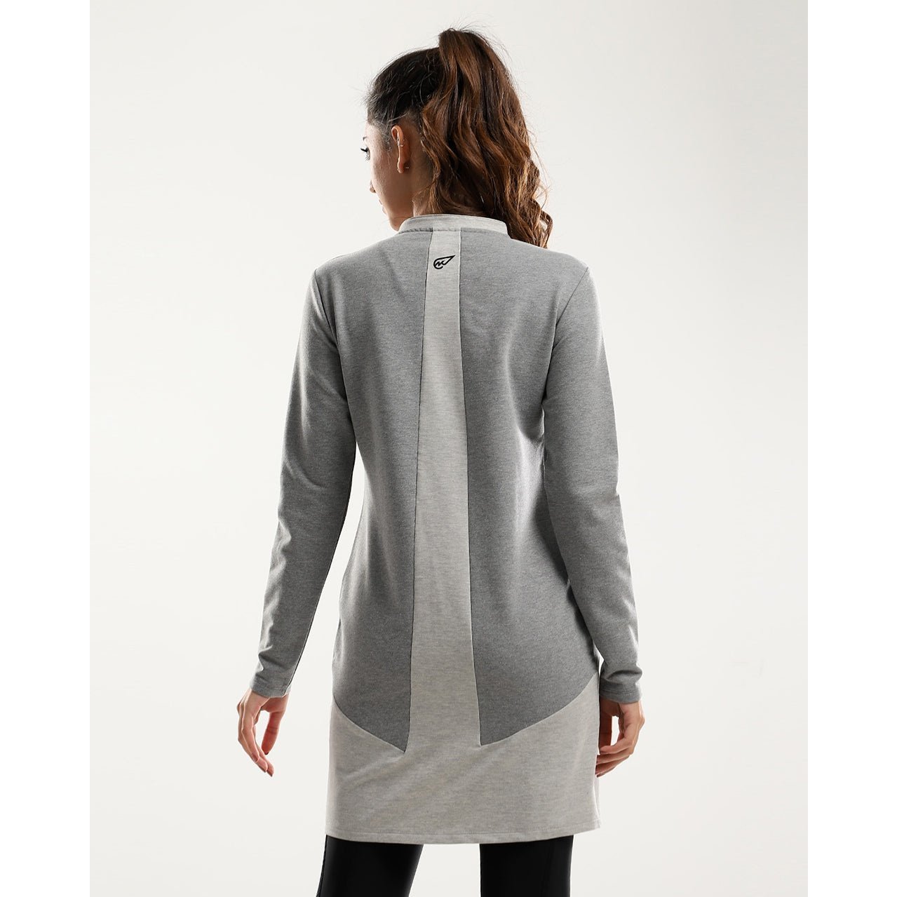 Black Sleeves Slip On Heather Grey Bi-Tone Long Sweatshirt - Sporty Pro