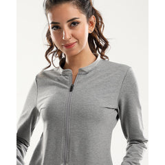 Black Sleeves Slip On Heather Grey Bi-Tone Long Sweatshirt - Sporty Pro