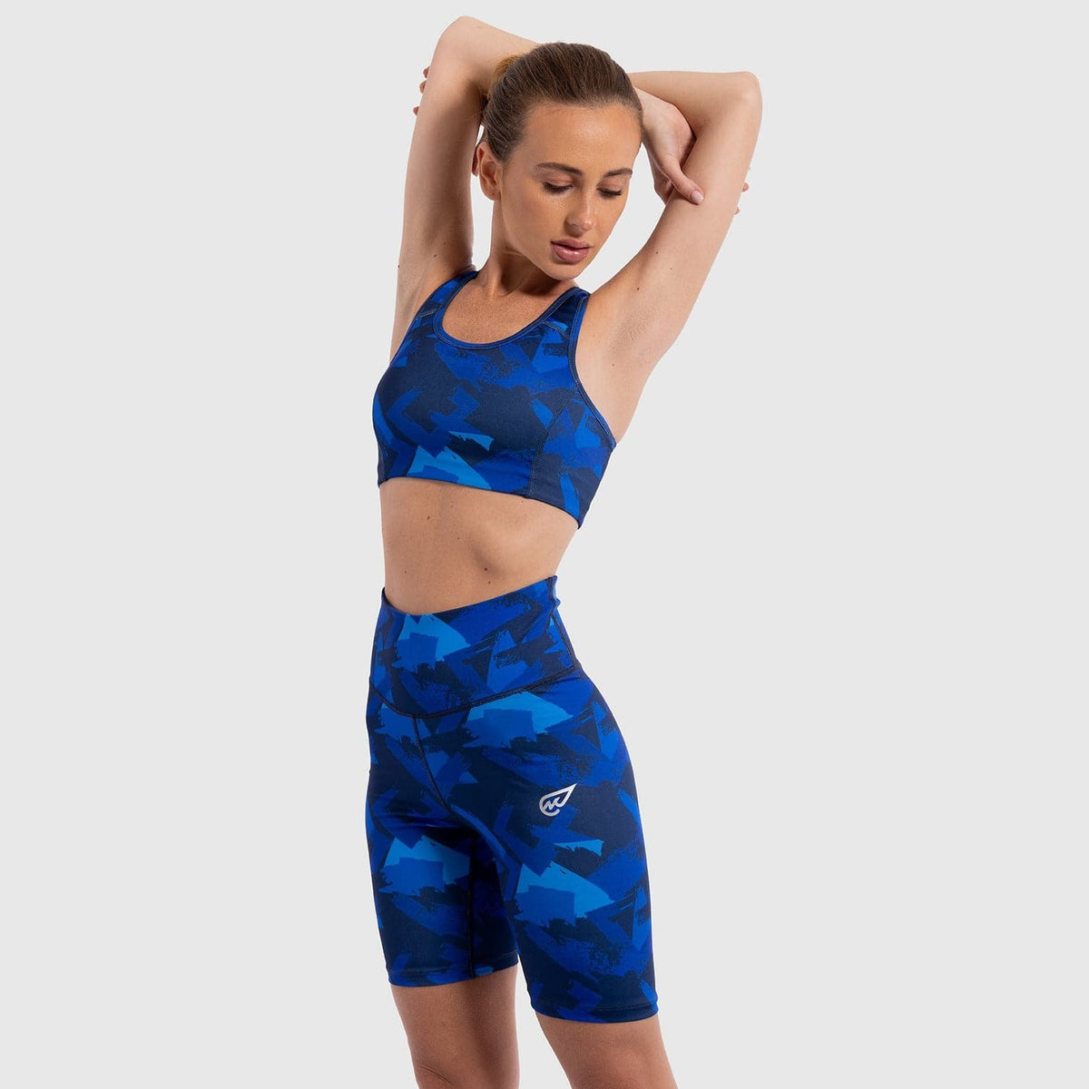 Geo Print Biker Short in Blue - Sporty Pro