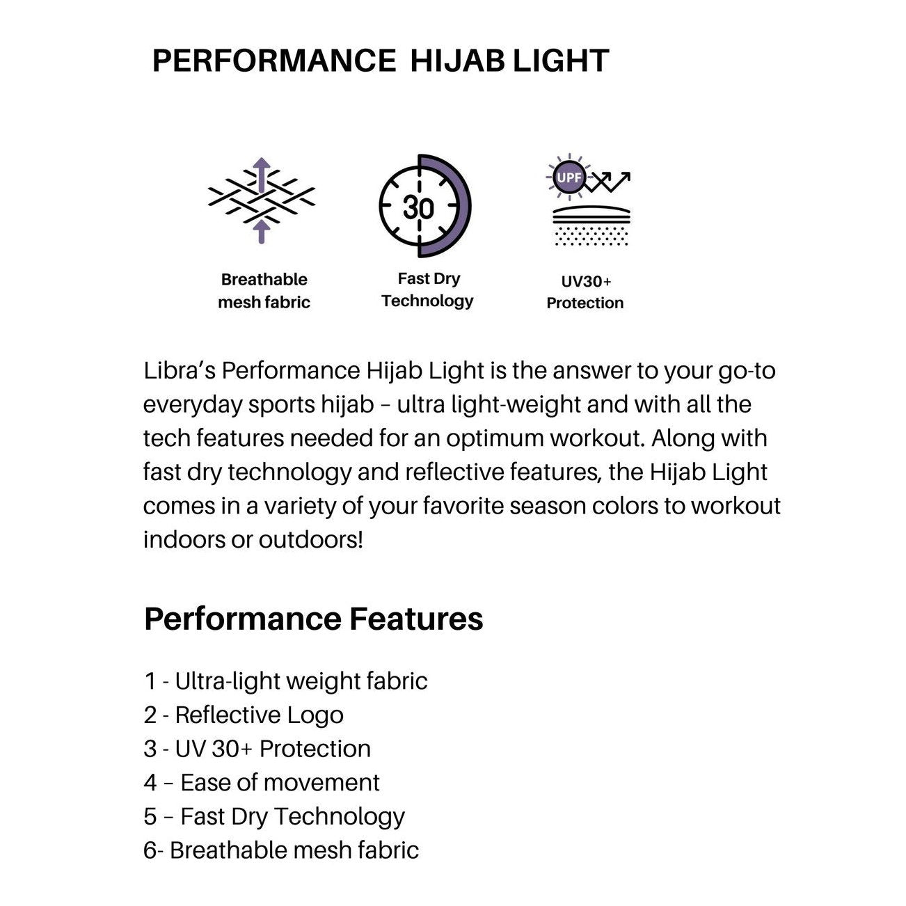 White Hijab Light - Sporty Pro