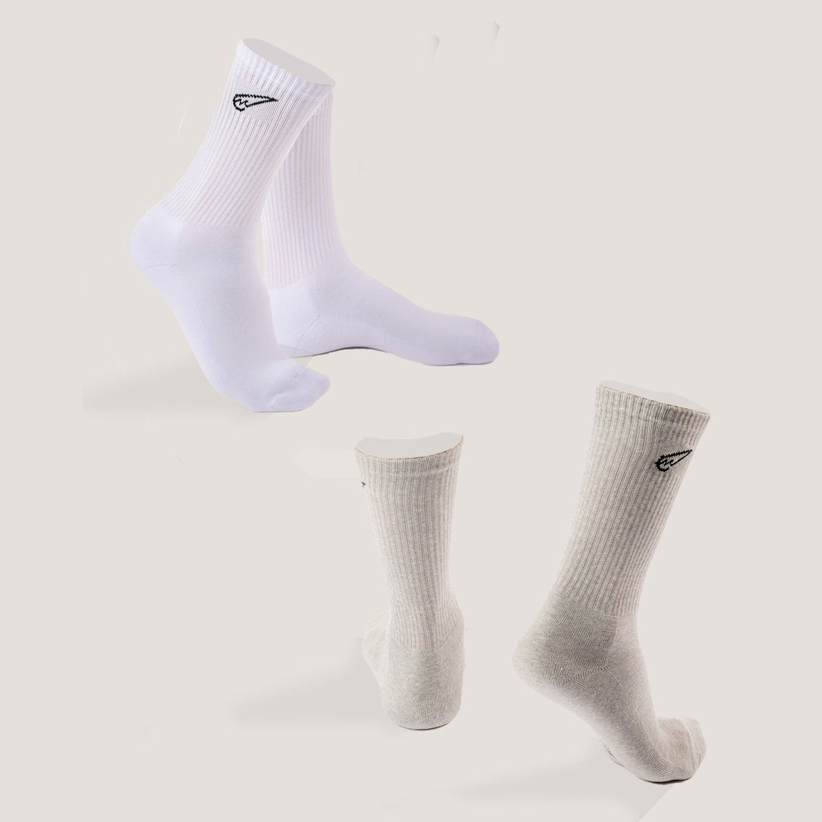 White & Grey Mid Cut Crew Magma Socks 2 Pack
